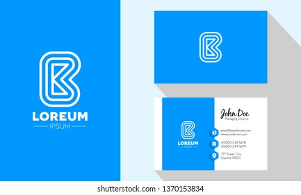 B Multi Line Letter Logo With Professional Business Card