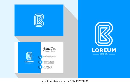 B Multi Line Letter Logo With Professional Business Card