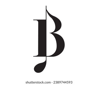 B music letter logo design elements symbols