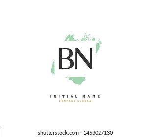 B N BN Initial handwriting logo design with circle. Beautyful design handwritten logo for fashion, team, wedding, luxury logo.
