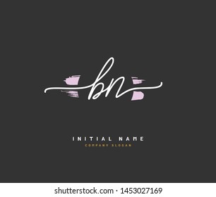 B N BN Initial handwriting logo design with circle. Beautyful design handwritten logo for fashion, team, wedding, luxury logo.