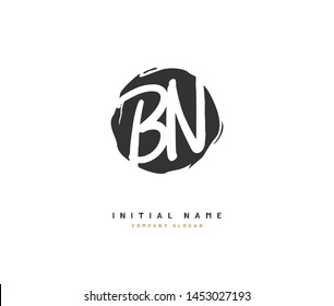 B N BN Initial handwriting logo design with circle. Beautyful design handwritten logo for fashion, team, wedding, luxury logo.