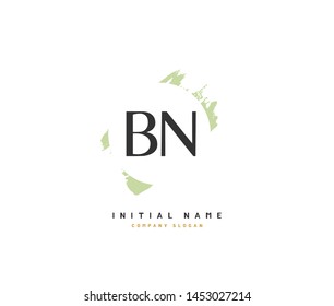 B N BN Initial handwriting logo design with circle. Beautyful design handwritten logo for fashion, team, wedding, luxury logo.