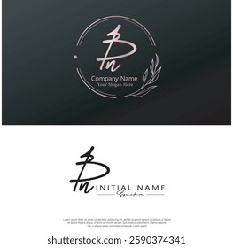B N BN Initial letter handwriting and signature logo. Beauty vector initial logo .Fashion, boutique, floral and botanical