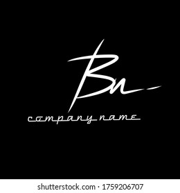 B n Bn initial logo handwriting template vector. isolated black background