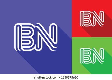 B and N combination Lines Letter Logo Creative Line Letters Design Template