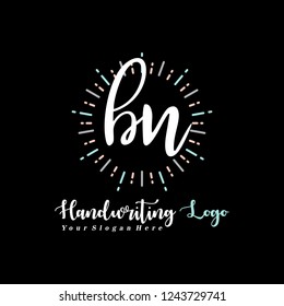 B N Initial handwriting logo vector