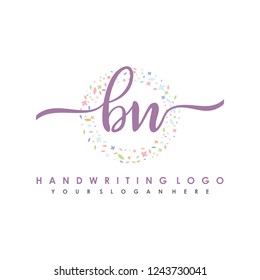 B N Initial handwriting logo vector