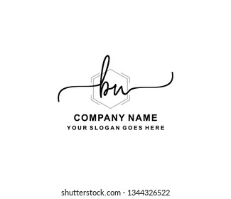 B N Initial Handwriting Logo Template