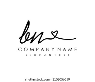 B N Initial letter handwriting logo