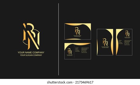 B N Logo Design.Luxury business card template design. With inspiration from the abstract.Contact card for company. Two sided portrait and landscape. Vector illustration.
