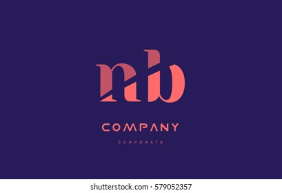 b n nb alphabet small letter blue pink creative design vector company logo icon template 