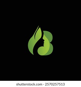 b natural logo design with green color