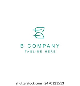 B Nature Company Logo, Letter B Combined With Leaf for Company Logo