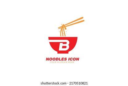 B NOODLE logo design inspiration. Vector letter template design for brand.