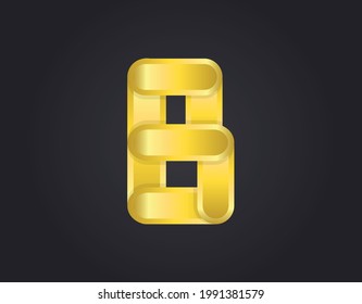 B number logo, modern and elegant golden design. Vector illustration   