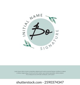 B O BO Initial letter handwriting and signature logo. Beauty vector initial logo .Fashion, boutique, floral and botanical