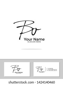B O BO initial logo signature vector. Handwriting concept logo.
