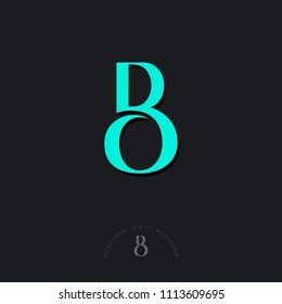 B and O combined letters, the initial of beautiful letters. Classic style. Monochrome option.