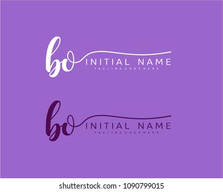 B O Initial handwriting logo vector. Hand lettering for designs.