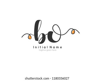 B O Initial handwriting logo vector template