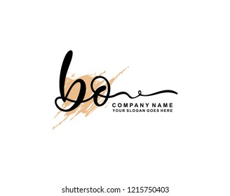 B O Initial Handwriting Logo Template