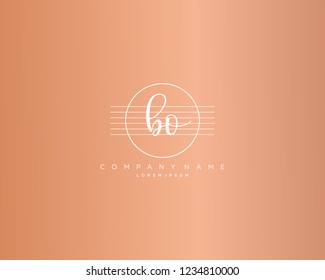 B O initial handwriting logo vector