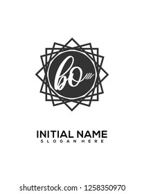 B O Initial Handwriting Logo Template Vector