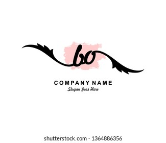 B O Initial Handwriting Logo Template