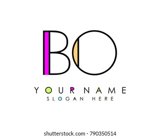 B & O initial minimalist logo template vector