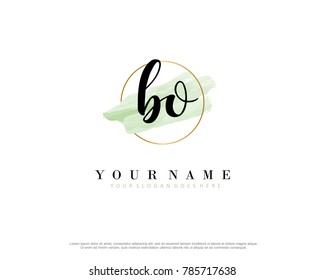 B O Initial water color logo template vector