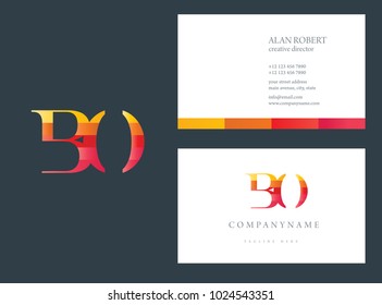 B & O joint logo multi color letter logo vector design with business card  template