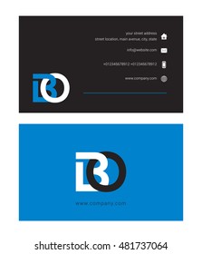 B O Letter logo design with card template