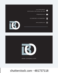 B O Letter logo design with card template