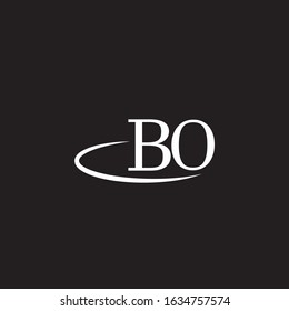 B O letter logo monogram design with vector on black color background.BO