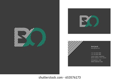B O line logo joint letter design with Business card template