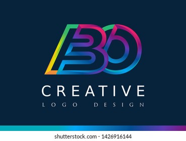 B O  Logo. BO Letter Design Vector with Magenta blue and green yellow color.
