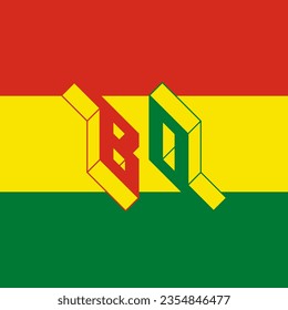 B and O - Monogram or logotype. Isometric 3d font for design. Three-dimension letters. BO - is the country code top-level domain for the Bolivia.