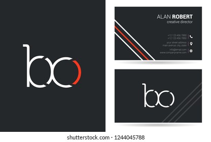 B & O thin line logo joint letter design with business card template
