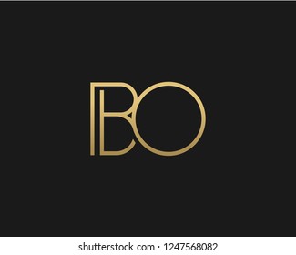 B O Unique Minimal Style golden and black color initial based logo