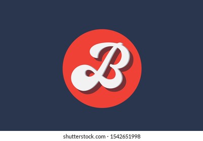 B orange white circle logo letter alphabet for company icon design. Suitable as a logotype for corporate or business