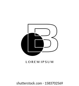 B Overlaping Circle Geometric Outline Letter Logo. Monogram color outline letter logo with  circle geometric vector design concept.