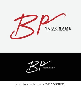 B, P, BP Initial handwriting or handwritten letter logo for identity. Logo with signature, wedding, fashion, floral, botanical and hand drawn in style