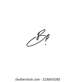 B p Bp initial letter handwriting and signature logo