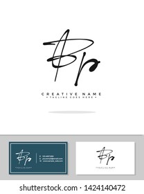 B P BP initial logo signature vector. Handwriting concept logo.