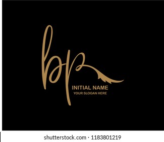 B P Initial Handwriting Logo Template