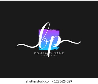B P Initial handwriting logo vector