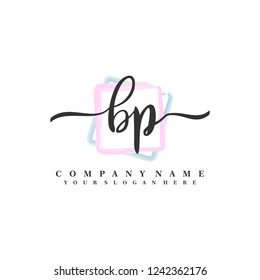 B P Initial handwriting logo vector