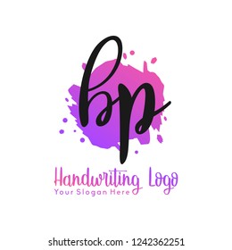 B P Initial handwriting logo vector