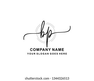 B P Initial Handwriting Logo Template